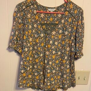 Lucky Brand Green Floral Blouse